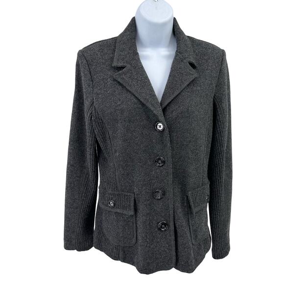 Jones New York Wool Blend Business Jacket Women's S Charcoal Gray Formal Office - Picture 1 of 11